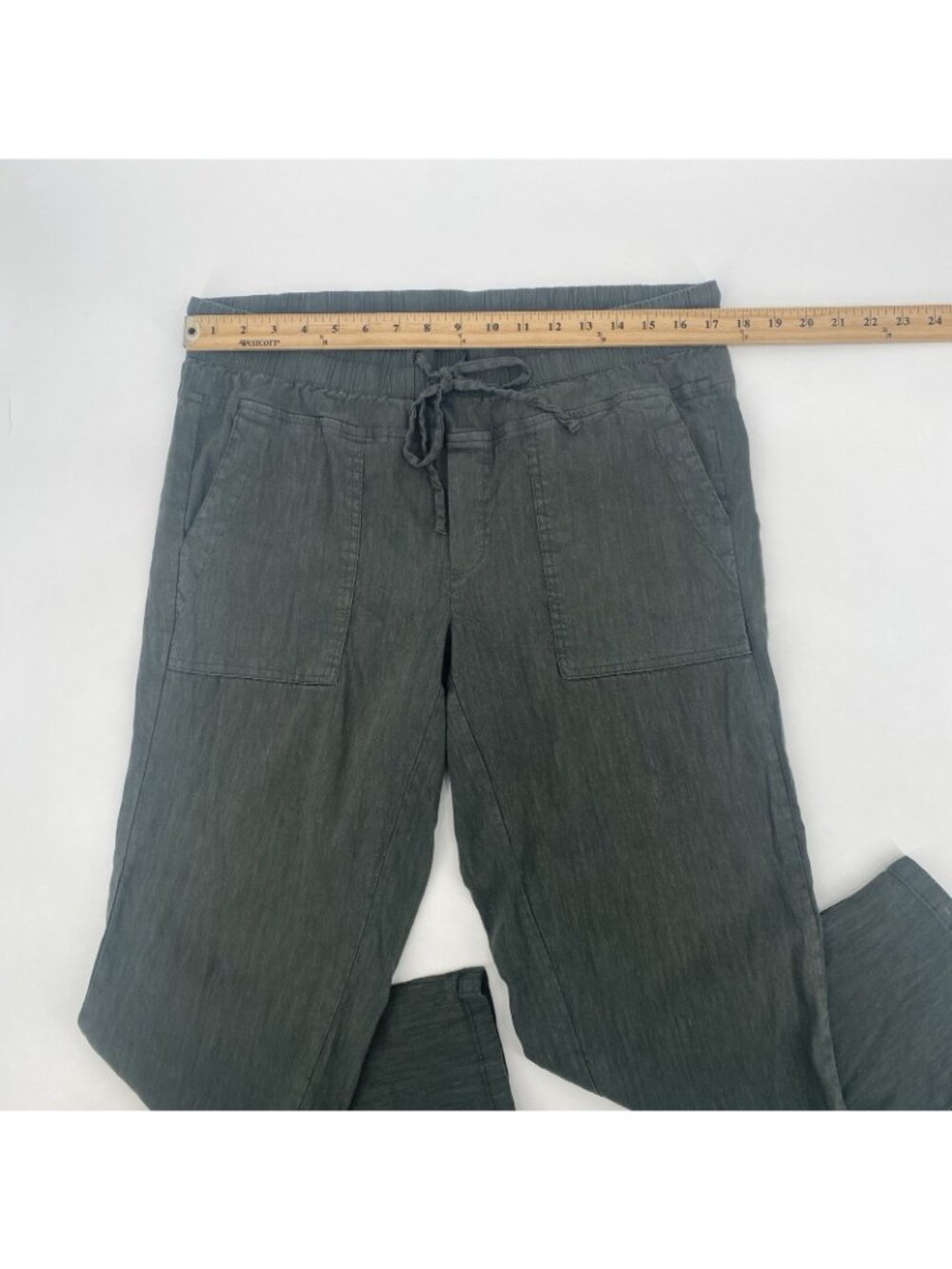 Kut From The Kloth Women's Size L Green Linen Blend Drawstring Pants - Picture 6 of 16